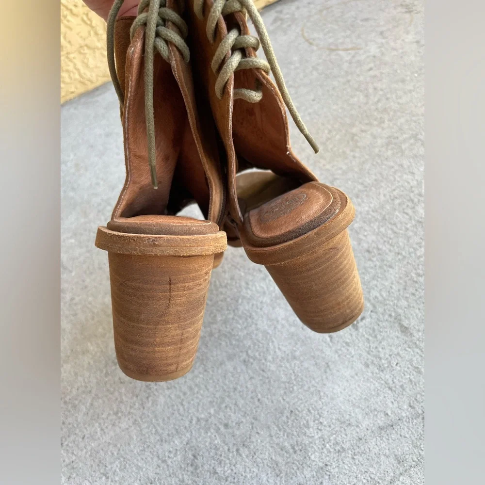 Jeffrey Campbell‎ Last Ibiza Brown Suede Peep Toe Lace Up Block Heel Sandals 6.5